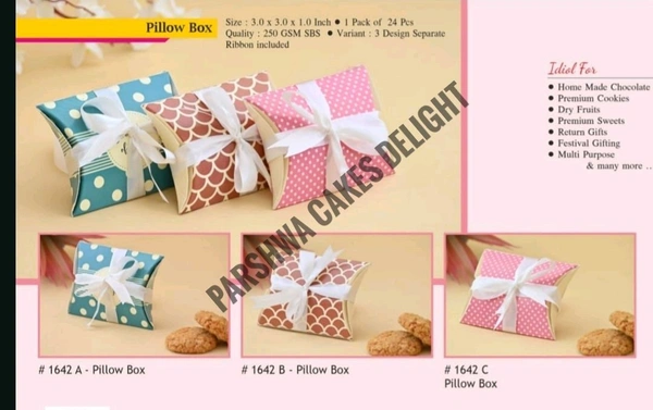 Pillow Cookie Box - Mix Design, 12 Pcs Pack