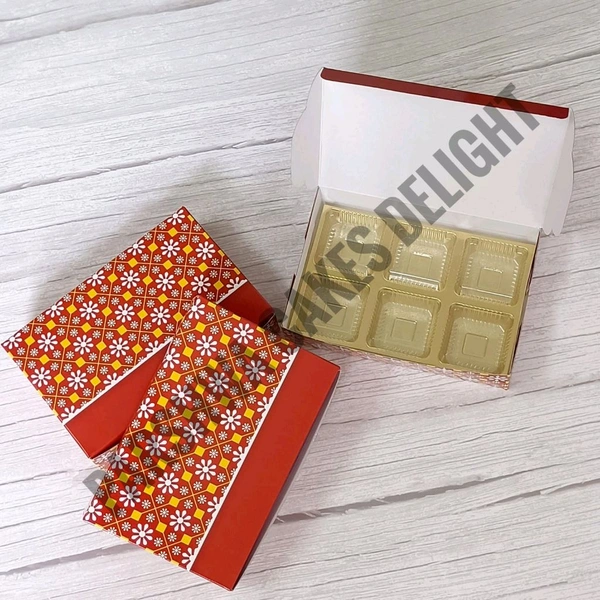 Chocolate Cavity Box - Red, 10 Pcs Pack, 6 Cavity