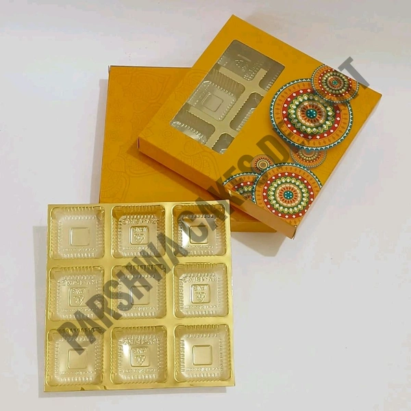 Chocolate Cavity Box - Yellow, 9 Cavity, 10 Pcs Pack
