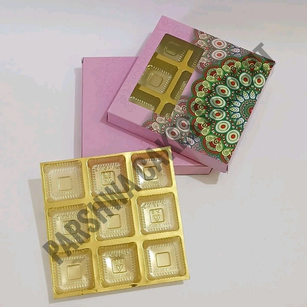 Chocolate Cavity Box - Purple, 10 Pcs Pack, 9 Cavity