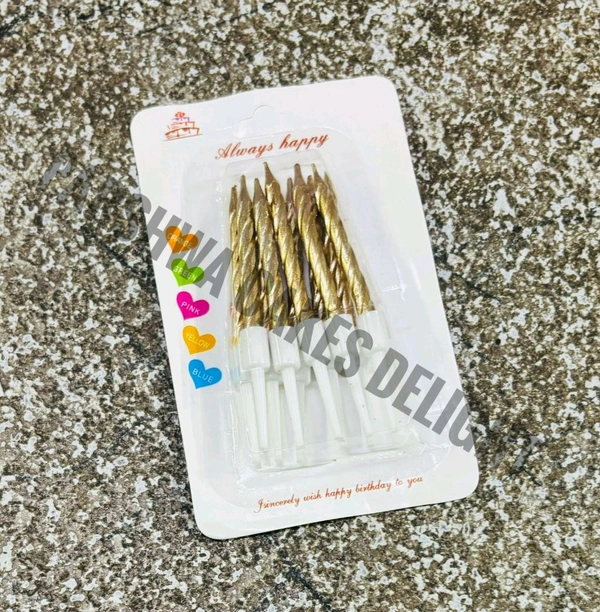 Mini Twisted Candle - 1 Pack Of 10 Pcs, Champagne