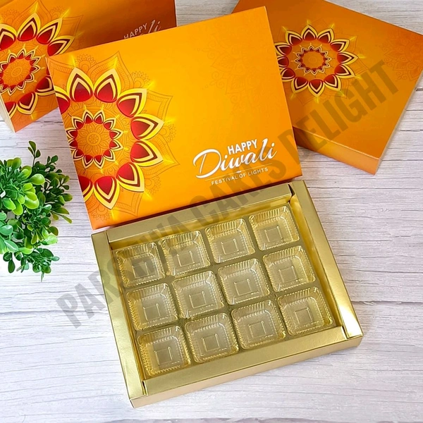 Diwali Slider Box - Orange, 10 Pcs Pack - 12 Cavity, Delight 1