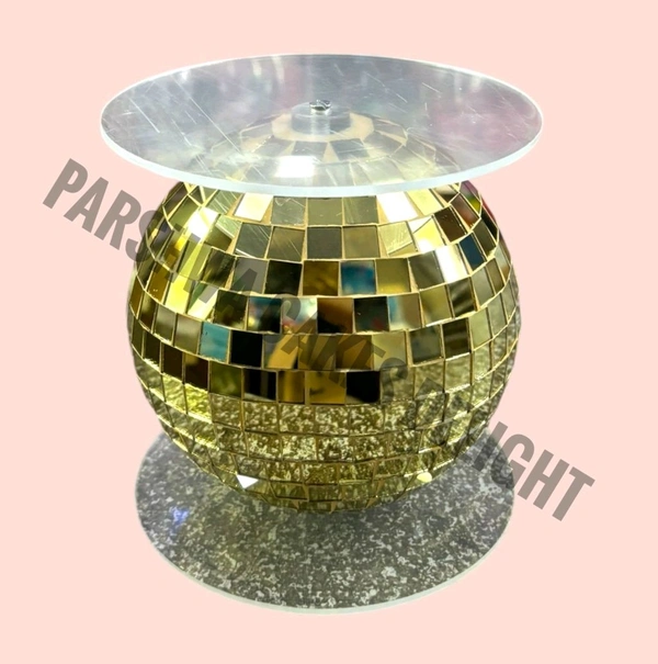 Disco Ball Cake Spacer - Gold, 1 Pc, Base 6 inch X Height 6 inch