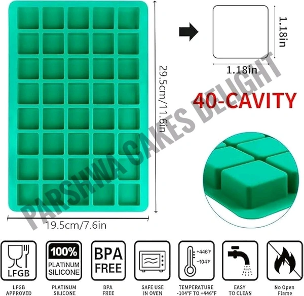 Square Shape Silicone Chocolate Mould - 40 Cavity