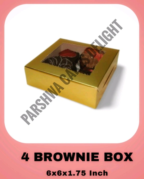 Brownie Box - Gold, 10 Pcs Pack, Four Brownie