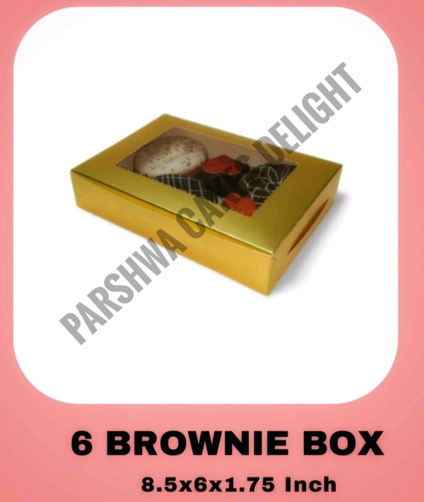 Brownie Box - Gold, 10 Pcs Pack, 6 Brownie