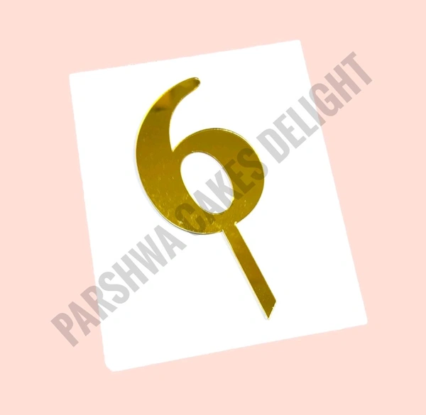 Acrylic Number Topper Without Crown  - Gold, No 6