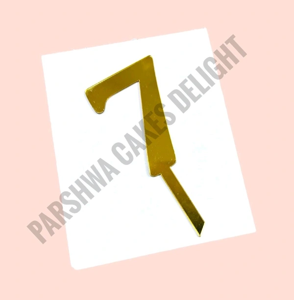 Acrylic Number Topper Without Crown  - Gold, No 7