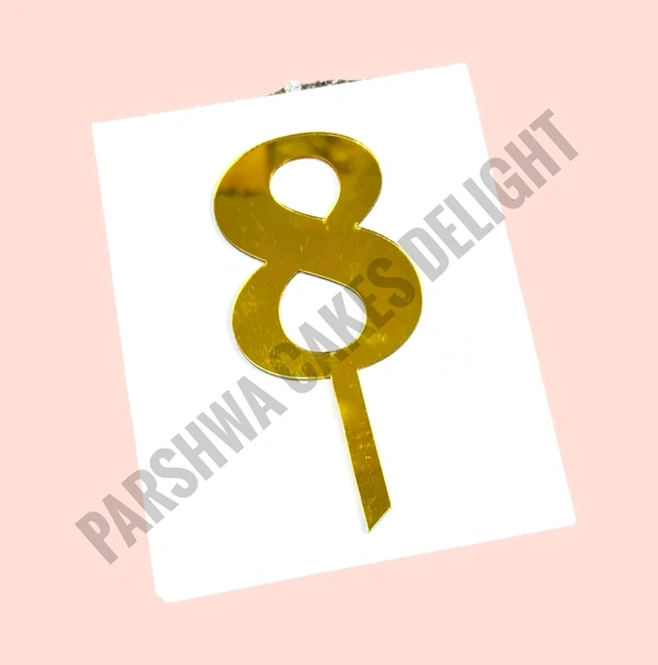 Acrylic Number Topper Without Crown  - Gold, No 8