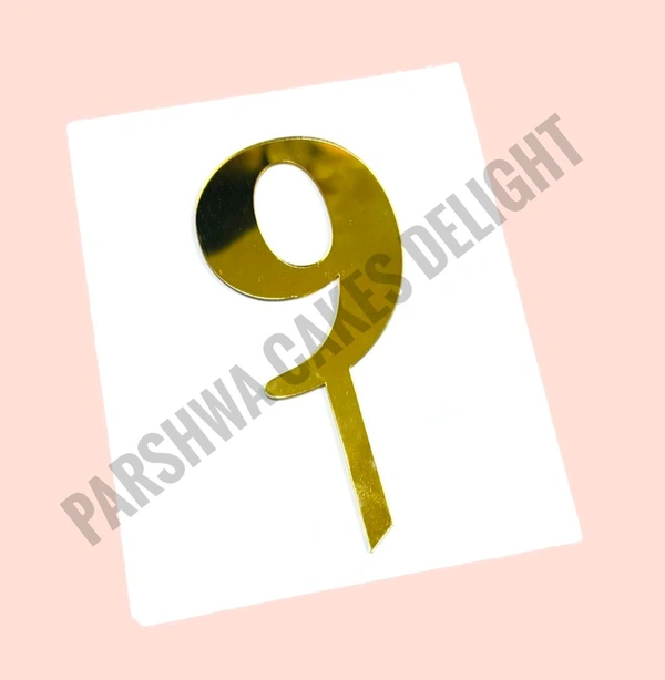 Acrylic Number Topper Without Crown  - Gold, No 9