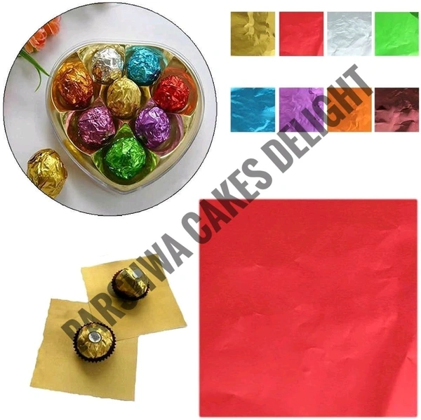 Aluminum Cut Foil Chocolate Wrapper - 8*8 Cm, Multi Shade