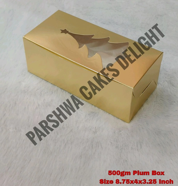 Christmas Plum Cake Box - 10 Pcs Pack, Gold, 500g Big 8.75*4*3.25"