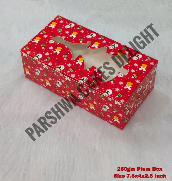 Christmas Plum Cake Box - Red, 10 Pcs Pack, 250g Small 7.5*4*2.5"