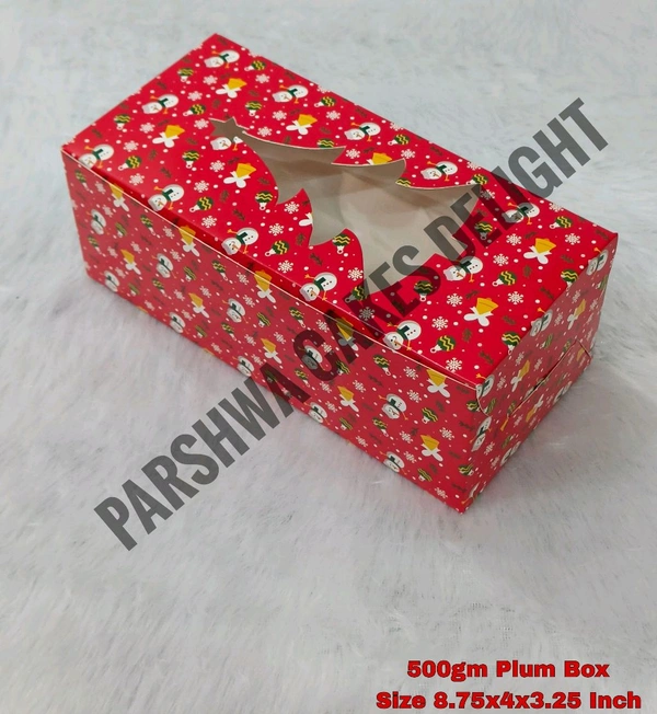 Christmas Plum Cake Box - Red, 10 Pcs Pack, 500g Big 8.75*4*3.25"