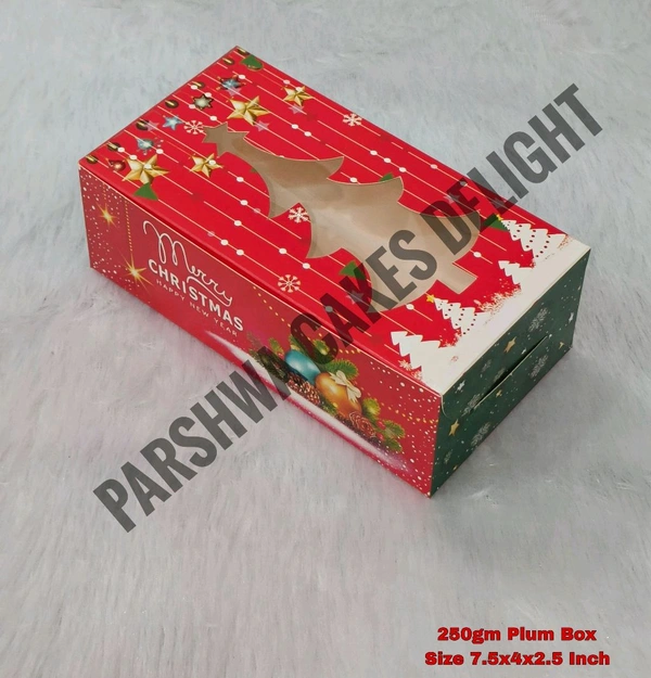 Christmas Plum Cake Box - Christmas Print, 10 Pcs Pack, 250g Small 7.5*4*2.5"