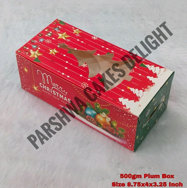 Christmas Plum Cake Box - Christmas Print, 10 Pcs Pack, 500g Big 8.75*4*3.25"