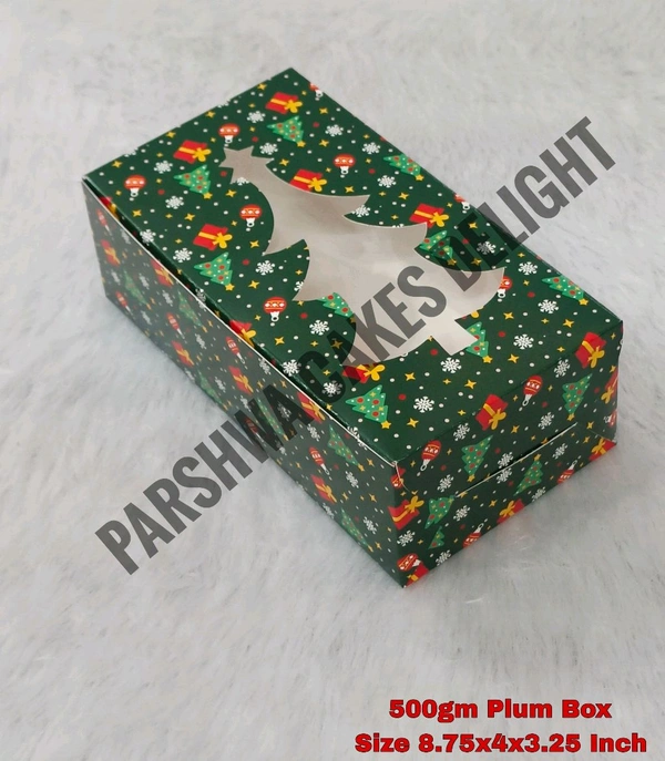 Christmas Plum Cake Box - Green, 10 Pcs Pack, 500g Big 8.75*4*3.25"