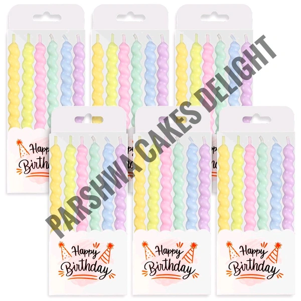 Pastel Twisted Candle - 6 Pcs Pack