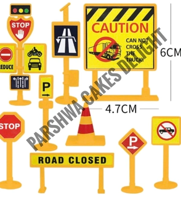 Road Block Construction Traffic Signs - 9 Pcs Pack