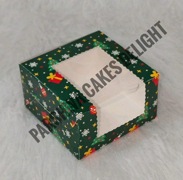 Christmas Brownie Box - 1 Brownie 3*3*1.75", 10 Pcs Pack, Delight 2 Green