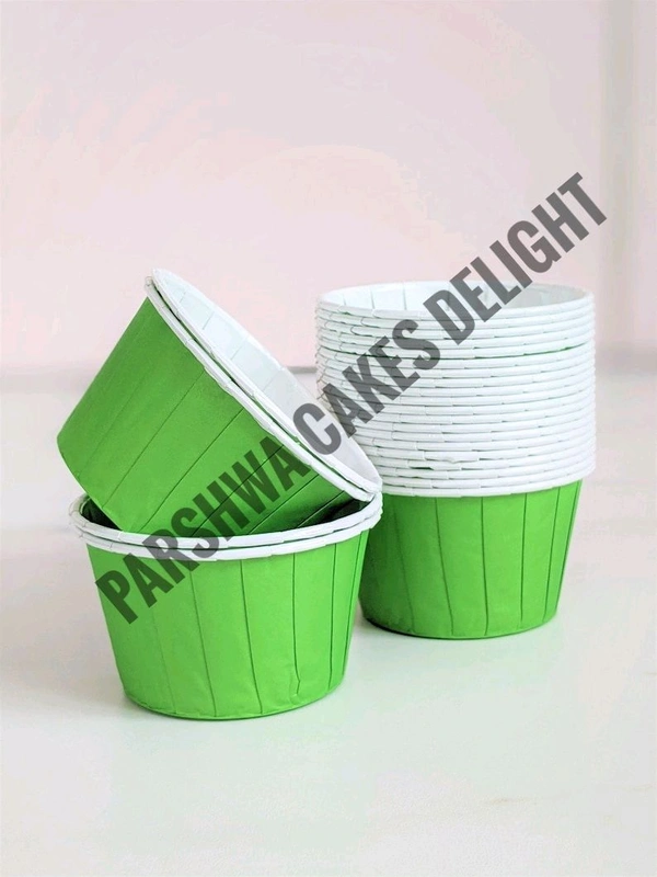 Cupcake Cups Inner White Foil - Green, 100 Pcs Pack