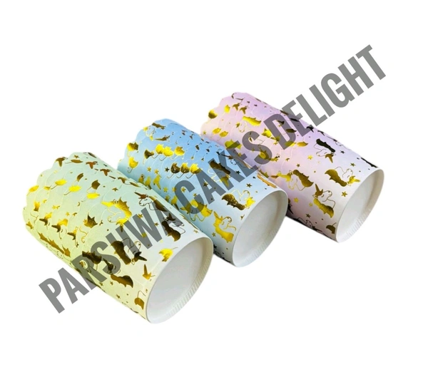 Unicorn Print Small Baking Cups - 50 Pcs Pack, Assorted Shade