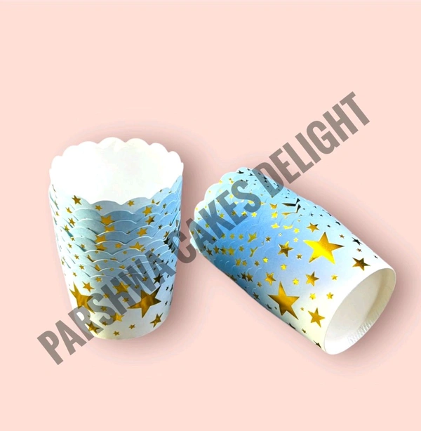 Star Design Small Baking Cups - 50 Pcs Pack, Blue