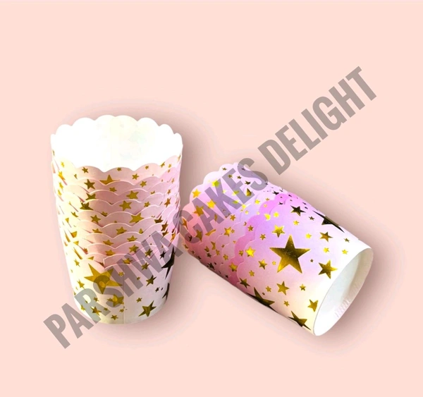 Star Design Small Baking Cups - Pink, 50 Pcs Pack