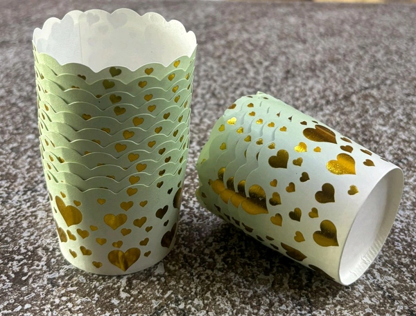 Heart Design Small Baking Cups - 50 Pcs Pack, Green