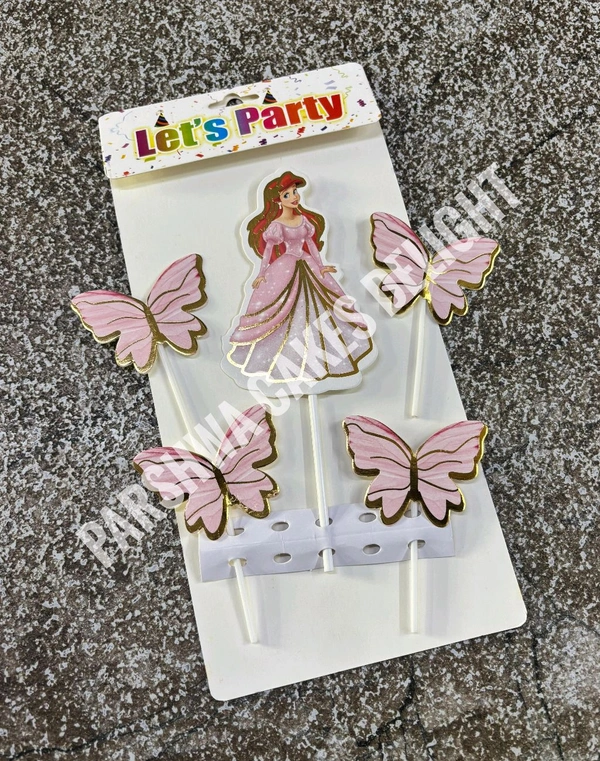 Doll Topper With Butterfly  - Pink