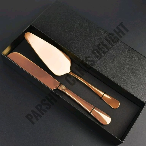 Rose Gold  Wedding Knife and Pastry Lifter Set of 2 - Set Of 2 Pcs