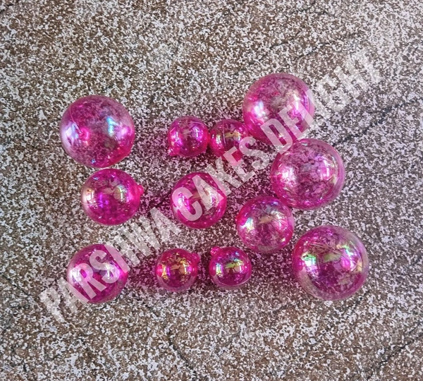 Transparent Crystal Ball - 12 Pcs Pack, Dark Pink