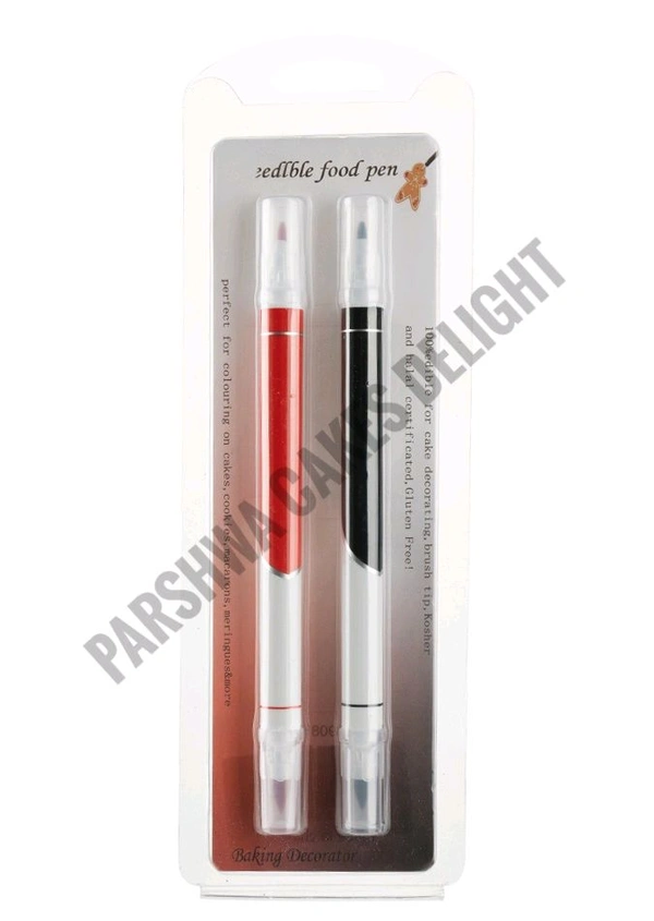 Edible Marker Black & Red Thick & Thin - 2 Pcs Pack
