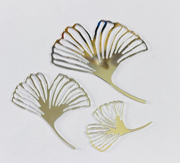 Acrylic Gynko Leaf - Silver, 3 Pcs