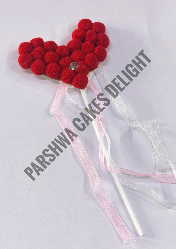 Full Heart Pom Pom Topper - Red, 1 Pc