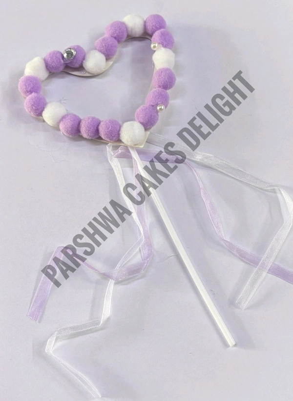 Heart Pom Pom Topper - Purple, 1 Pc