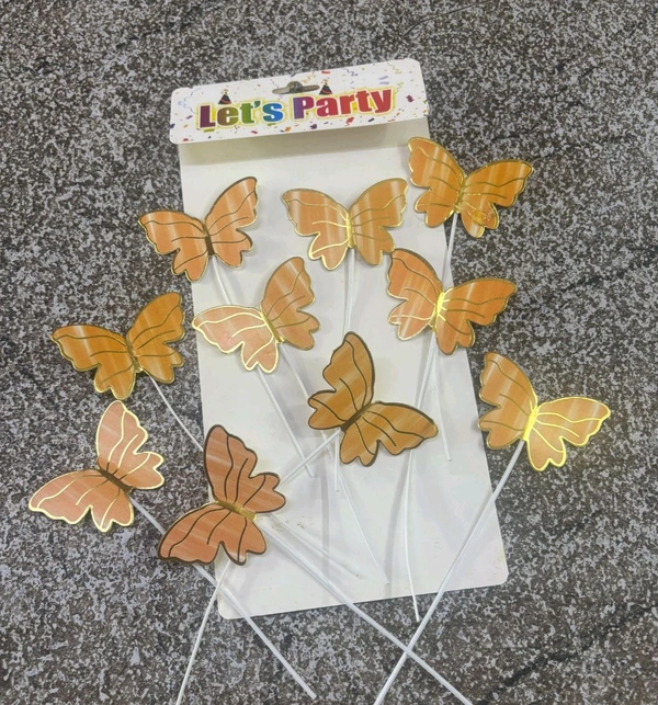 New String Butterflies - Orange, 10 Pcs
