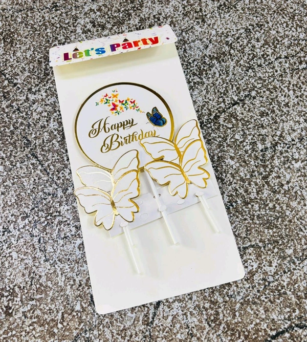 Circle Topper With Butterfly  - White