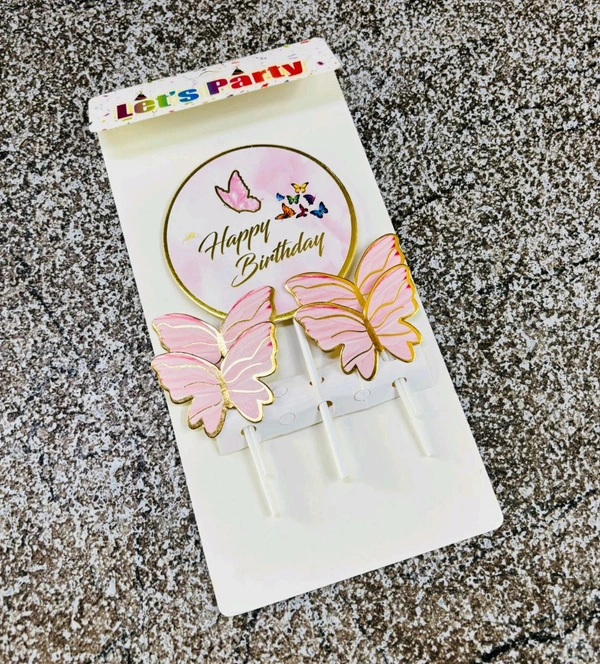 Circle Topper With Butterfly  - Pink