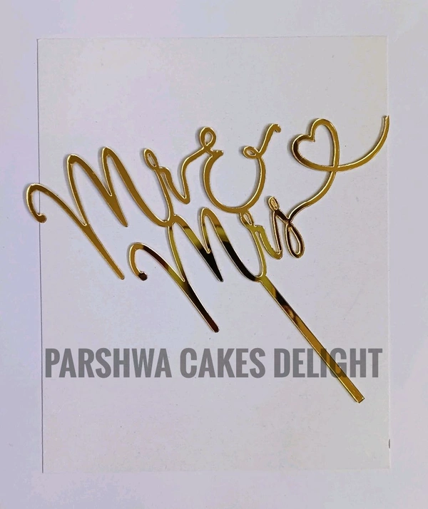 ACRYLIC TOPPER N - 210 Mr & Mrs, Gold, 5 Inches