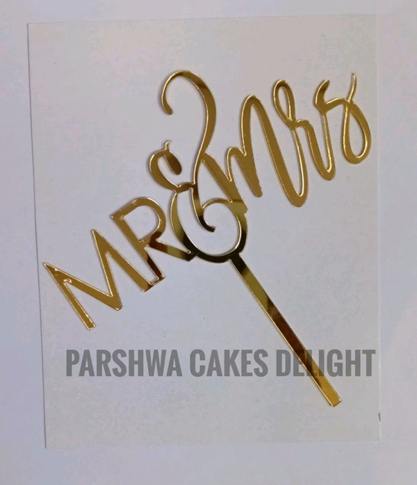ACRYLIC TOPPER N - Gold, 212 Mr & Mrs, 5 Inches