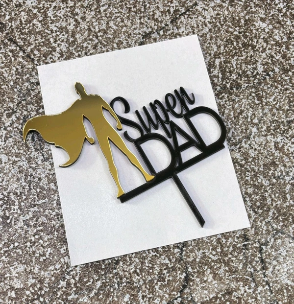 Black & Gold Super Dad Topper  - 1 Pc, 5 Inches