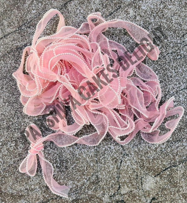 Pearl Organza Ribbon  - Baby Pink, Delight 4, 3 Mtr