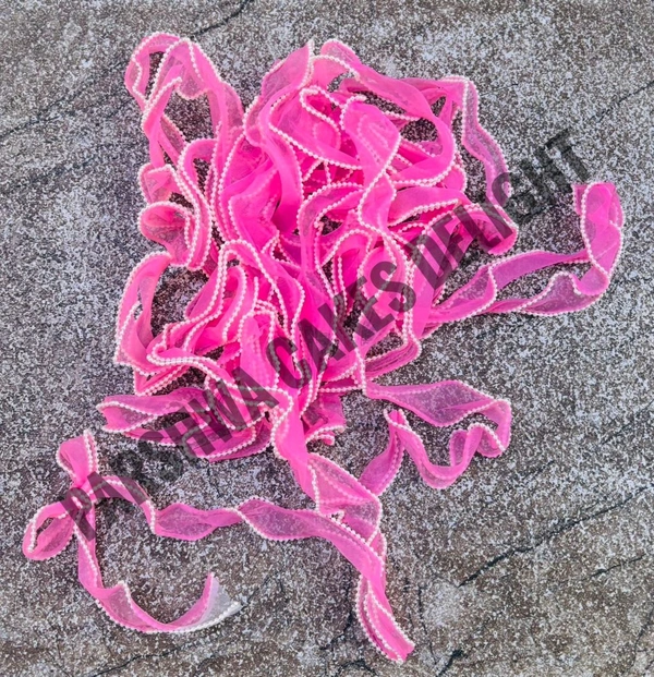 Pearl Organza Ribbon  - Delight 8, 3 Mtr, Dark Pink
