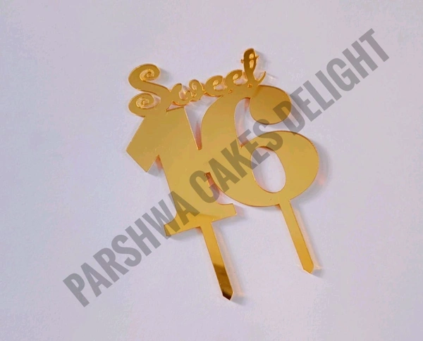 ACRYLIC TOPPER N - 219 Sweet 16, Gold, 4.5 Inches
