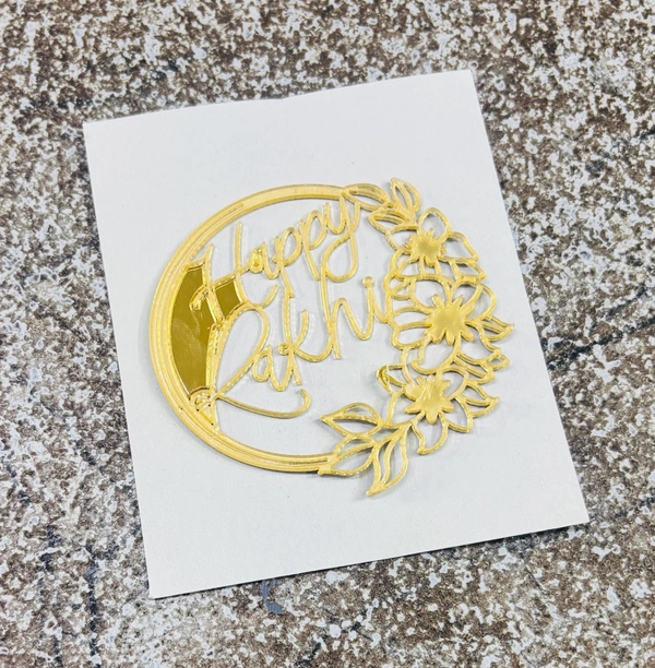 Rakhi Acrylic Cut Out - R4, 4 Inches, Gold