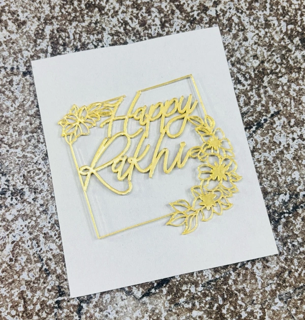 Rakhi Acrylic Cut Out - Gold, R5, 4 Inches