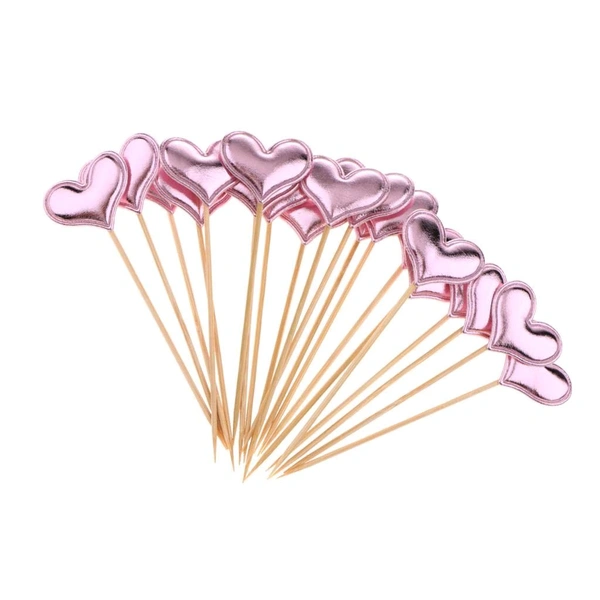 Heart Stick Topper  - Rose Gold, 10 Pcs Pack