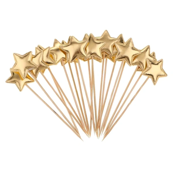 Star Stick Topper  - Gold, 10 Pcs Pack