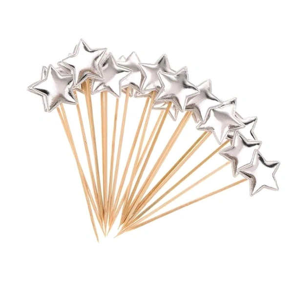 Star Stick Topper  - Silver, 10 Pcs Pack